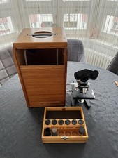 Carl Zeiss Jena Binokular-Mikroskop mit Holzkoffer & Zubehör Sehr Gut - Top !
