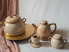 Melitta Friesland Bambus Keramik-Set – Terrine, Teekanne, Zuckerdose, Kerzenstän