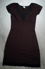 Sexy Tunika Minikleid braun sehr schön Spitze am Bund & Ausschnitt GR 32 / 34