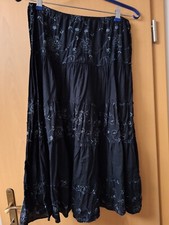 Stufenrock Lang 40 bestickt Schwarz