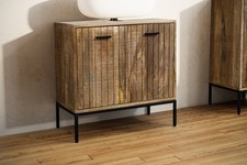 Waschbeckenunterschrank 60x60cm Badschrank Massivholz Mango & Metall schwarz NEU