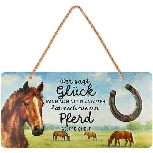 Retro blechschild pferde - blechschild,