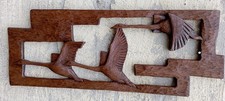 Holz Wand Relief Bild Reiher