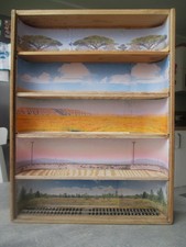 Vitrine Modellauto Figuren Holz - 4 Fächer, 50 cm Breit - 11 cm Fachhöhe V07