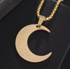 Halbmond Kette Edelstahl Arabisch Koran Allah Muslim Eid Geschenk