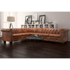 Ecksofa/6-Sitzer Sofa/Chesterfield Eckcouch/Loungesofa/Couch Sessel Kunstleder 