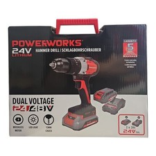 Akku Schlagbohrschrauber Set Powerworks Akkuschrauber 2x Akku+Ladestation