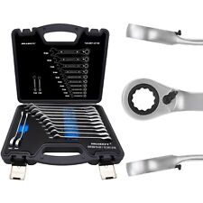 12-tlg 15° Winkel-Ratschenschlüssel Set Ring-Ratschen-Maul-Schlüssel Satz 8-19mm