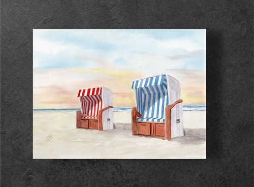 Aquarell kunstdruck nordsee - aquarell,