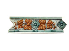 1 m Bordüre Keramik Endlosbordüre Fliese 8x25 grün-braunes Blatt mediteran Stil