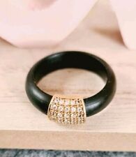 ❤️ Ring Kautschuk Schwarz Gold 585 und Zirkonia Steinchen