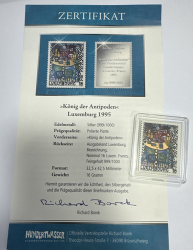 Silberbriefmarke hundertwasser - silberbriefmarke,