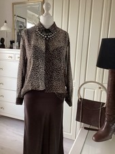 Mango Bluse Hemd Oversize Leoprint Langarm Hemdkragen Gr. L