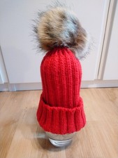 BEECHFIELD Damen Wintermütze, rot, mit Fellbommel abnehmb, 100% Polyacryl, NEUW.