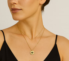 Halskette Nazar Anhänger Goldfarben Edelstahl Kette blaues Auge Glücksbringer