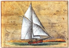 Kunstdruck - "Neulich abends..." (Segelboot) - von OLE WEST - (172)