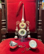 Christbaumschmuck antik Christbaumspitze 28cm leonischer Draht +2 Reflexkugeln