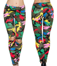 Leggins Treggings Camouflage Neon Bunt  Leggings  Hose Knieriss  34 36 38