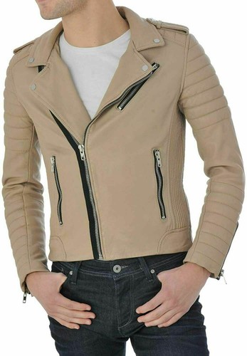 Beige bikerjacke herren - herren, leder