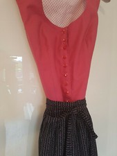 handgenähtes DIRNDL Waschdirndl rosa kariert Gr. 40 + blau geblümte Schürze  1a