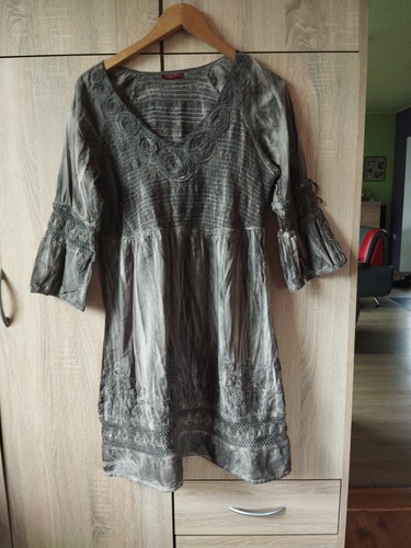 Tredy kleid grau khaki grün - kleid, grau-khaki-grün