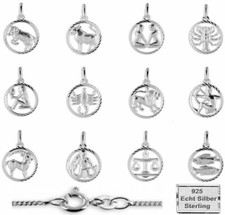 Sternzeichen Anhänger Panzerkette 925 Silber Damen Herren Kinder ECHT Schmuck ❤️