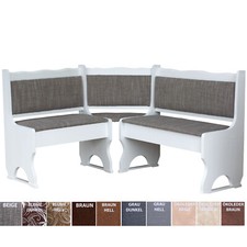 Polster Eckbank Kiefer Holz, Weiß Farbe mit Polsterung Grau MASSIVHOLZ - NEU