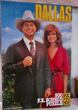 DALLAS Puzzle "JR & SUE ELLEN" F.X. SCHMID von 1982  500Teile rar