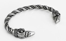 Wikinger Odin Rabe Armreif Edelstahl 316L Armband Silber Thors Hammer Biker AE42