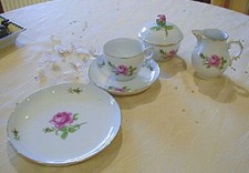 Alt Fürstenberg Rose Porzellan Kaffeeservice 9 Personen Dekor Rose Milch Zucker