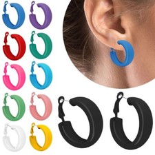 bunte Creolen Metall Hoops Ohrringe 11Farben Ohrstecker 80er Style Ø 30 mm Damen
