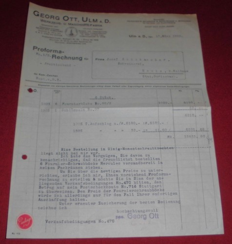 Rechnung alt antik georg ott - rechnung,