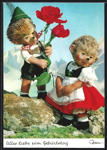 Mecki bringt seiner - frau, rosen