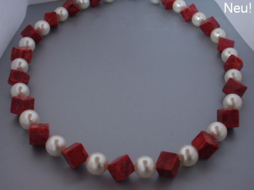 Korallen perlen kette collier - kette,