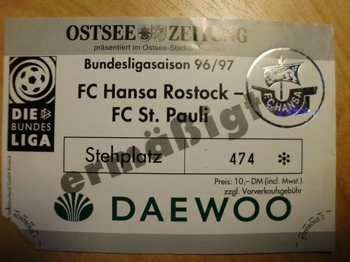 Eintrittskarte ticket hansa - eintrittskarte,