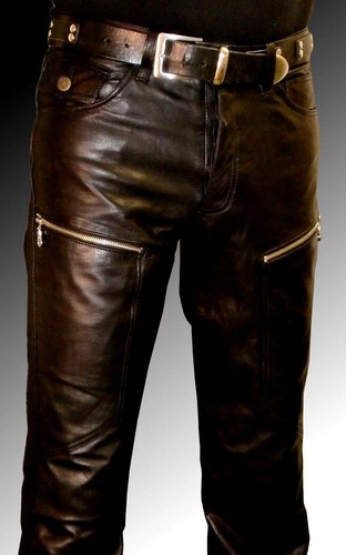 Lederhose schwarz designer - schwarz,