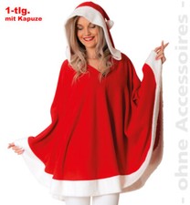 Poncho Nikolaus Weihnachtsfrau mit Kapuze Einheitsgröße
