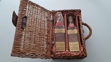 Original Vintage Schladerer Picknickkorb mit Kirschwasser + Himbeergeist 42 %