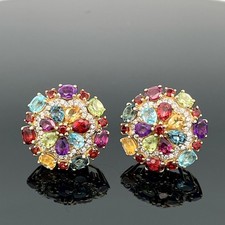 OHRSTECKER AUS 925/- SILBER GELBVERG. MIT MULTI EDELSTEINEN SCHMUCKJAGD