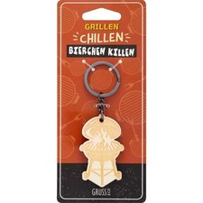 Schlüsselanhänger Motiv Grill | Anhänger aus Holz mit Gravur | Deutsch | 2024