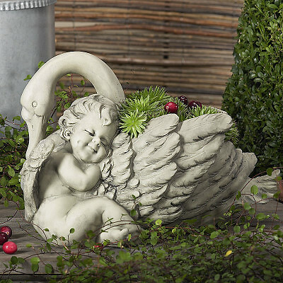 Pflanztopf schwan mit engel - schwan,