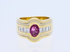 Ring Diamanten Rubin 1,50 ct. 750 Gold 18 Karat Deutschland um 1980 Deta Schmuck