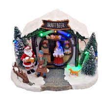 Weihnachten Dekohaus bunte LED Beleuchtung Weihnachtsmarkt Draft Bier Stand  (O)
