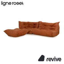 ligne roset Togo Stoff Sofa Garnitur Braun Sessel Hocker Zweisitzer Neubezug