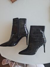CRISTIANO FARINELLI Highheel Stiefeletten Gr. 39 Schwarz Leder Kroko NP 399 €