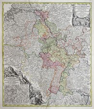 Rheinlauf Original Kupferstich Landkarte Homann 1730