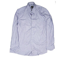 Olymp Herren Hemd body Fit langarm stretch Glanz Gr 41, 16 L Lila Weiß gepunktet