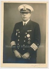 141947: Portraitfoto Kapitän zur See, Uboot 1.WK, EK, Siegesstern, Spanienkreuz