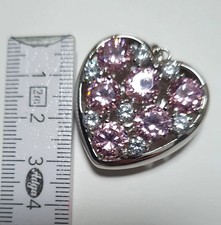 Diamonique Herz Anhänger 925 Silber rhodiniert Zirkonia DQCZ Pink Ice 17 g