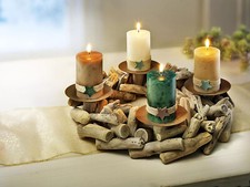 Adventskranz Adventsgesteck Treibholz 30cm Kerzenhalter Holz Weihnachtsdeko